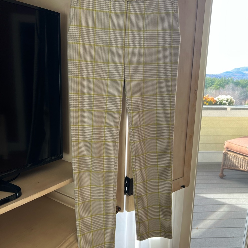 Chic Yellow Plaid Women's Trousers